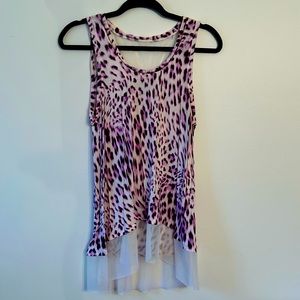 Jennifer Lopez JLo Pink Purple Leopard Print Sheer Dress Top Size M